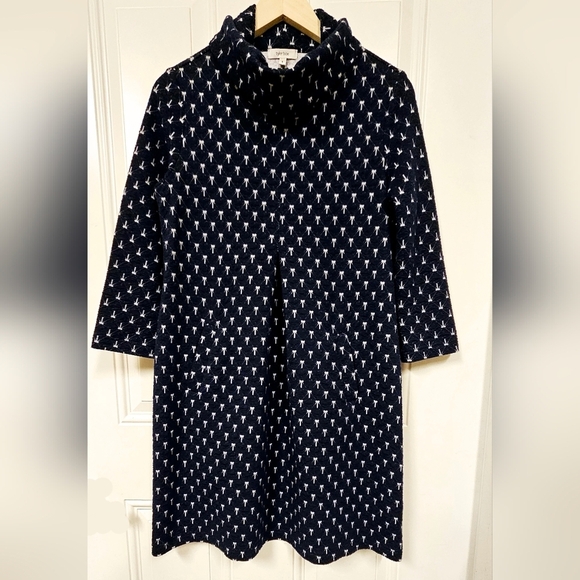 COPY - Tyler boe cowl neck bow print navy blue dress size S - Picture 3 of 12